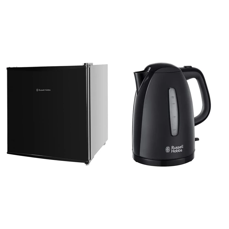 Russell Hobbs RHTTLF1B 43L Table Top F Energy Rating Fridge Black & Textures Plastic Kettle 21271, 1.7 L, 3000 W - Black