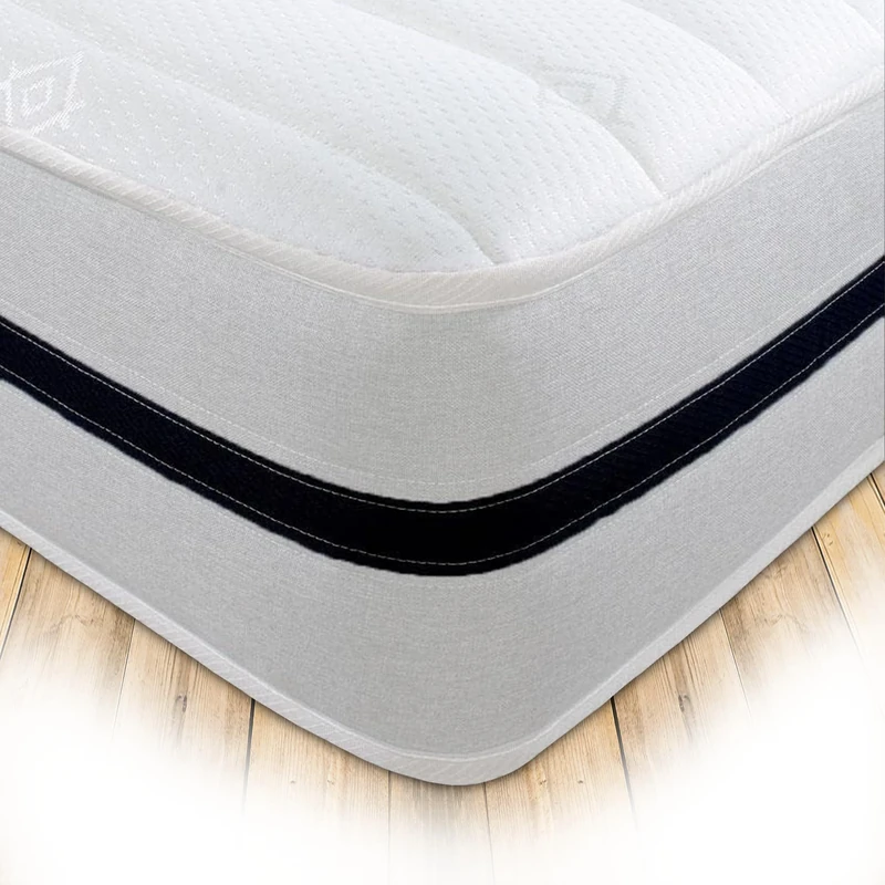 Starlight Beds Serene Sky, Double Memory Foam Mattress. Premium All Foam Mattress, Medium-Firm, 9 Inch Deep (White/Blue) (4ft6 x 6ft3)