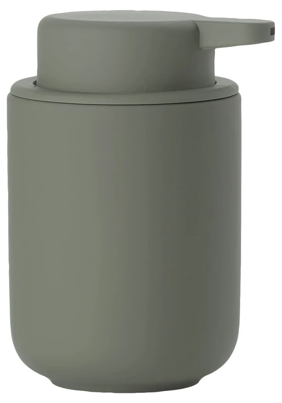 Zone Denmark Ume Soap Dispenser for Liquid Soap, Stoneware/Ceramic with Soft Touch Coating, Scandinavian Design, 250 ml, Height 12.8 cm, Olive Green