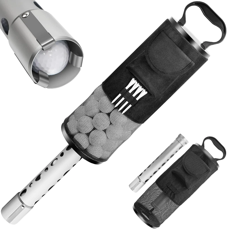 Kamitty Shag Bag for Golf Balls, Golf Ball Retriever with Detachable Aluminum Alloy Tube, Golf Shag Bags with Pocket & Tee Holder, Hold up to 80 Balls - Image 1
