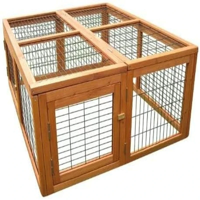 BUNNY BUSINESS Universal Fully Folding/Attaching Rabbit or Guinea Pig Run (UNI-RUN), RED