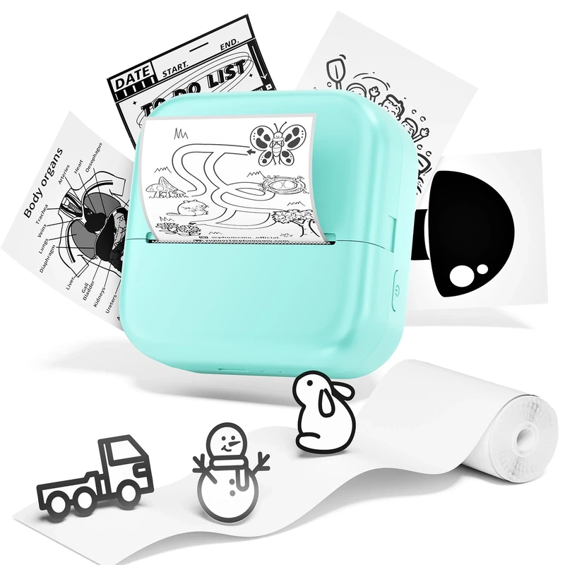 Phomemo Mini Printer - Sticker Printer M02X Mini Thermal Printer Portable Sticker Maker Instant Print for Students to Print Study Graphics, Anatomical Diagrams, Stickers, Photos, Gift for Kids