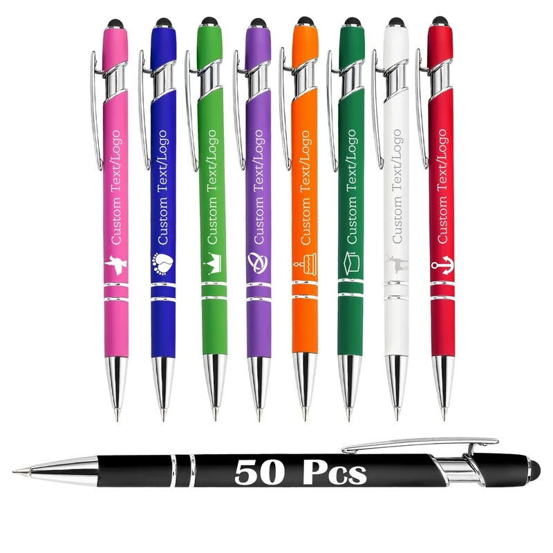 50PCS Personalized Custom Pens with Name Logo Engraved Pen Bulk Customized Ballpoint Pens for Office Business Stylus Gift for Wedding Birthday Graduation Men Women