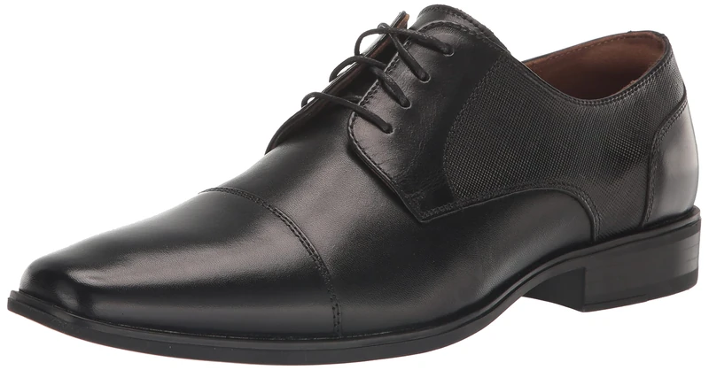 Florsheim Jackson Cap Toe Oxford Formal Shoe for Men - Leather Upper with Man-Made Lining, Snipped Toe, and Blind Eyelets, Black, 10.5 UK