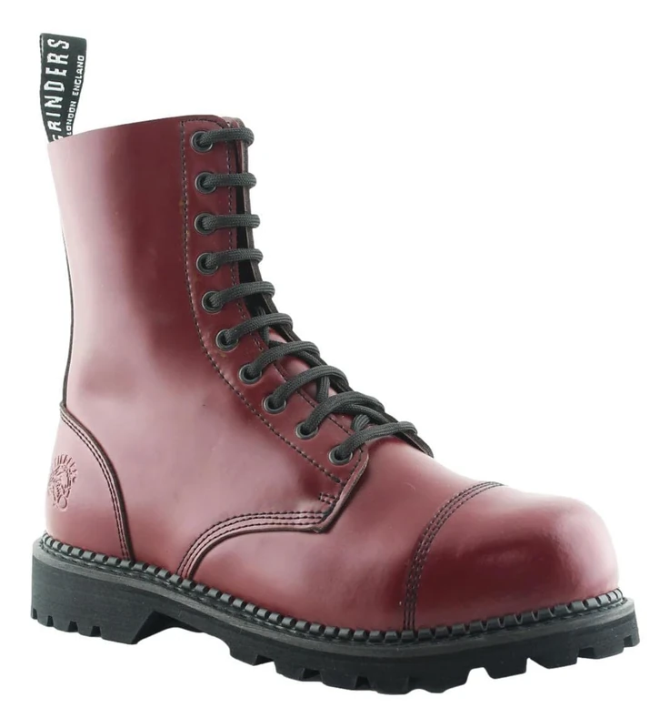 Grinders Cherry Red 10-Hole Work Boots - UK 9 / EU 43