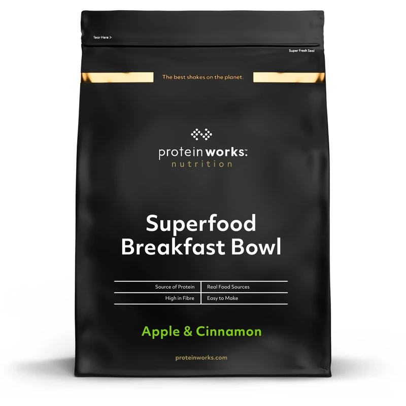 Protein Works | Superfood Breakfast Bowl - GOLD Innovation, Award-Winning Protein Cereal, High Protein Breakfast, Grains, Seeds, Oats, High Fibre, Apple & Cinnamon, 40 Servings, 2.4kg