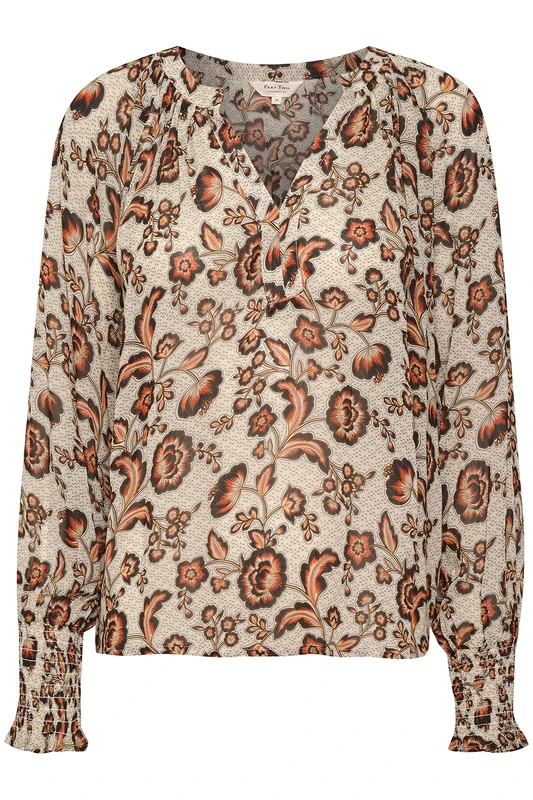 Part Two Women's Kettapw Bl Relaxed fit Long Sleeve Blouse, Koi Japanese Flower Print, XS