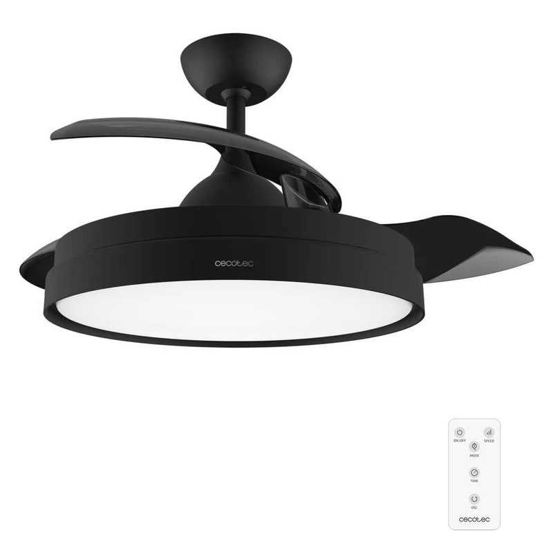 Cecotec Ceiling Fan EnergySilence Aero 470. 55 W, Remote Control, 106 cm Diameter, 3 Blades, 3 Speeds, Black Winter Function (Diameter 132 cm, Grey)