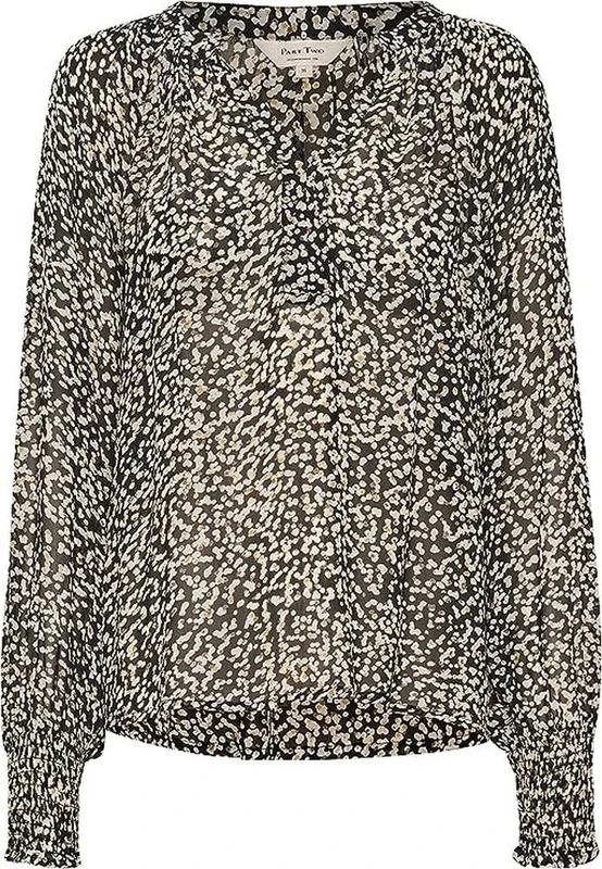 Part Two Women's Kettapw Bl Relaxed fit Long Sleeve Blouse, Black Dot Print, 8 (XS)