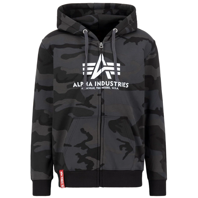 Alpha Industries Basic Zip Hoody Camo Sweat for Men Black
