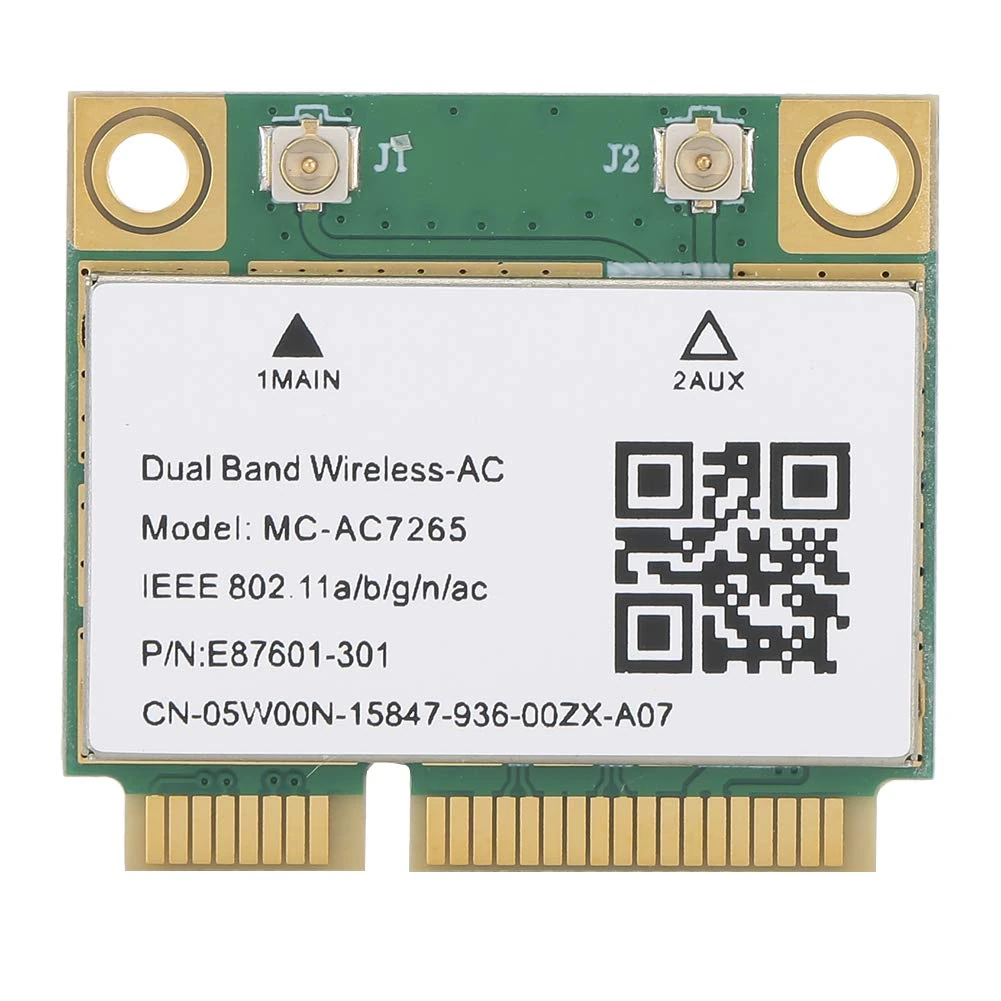 VBESTLIFE MC-AC7265 Mini PCI-E 1200Mbps 2.4G/5G Dual Band Bluetooth 4.2 Wireless Wifi Card for Desktops, All in Ones, Small Chassis, Notebooks