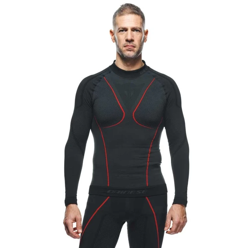 Dainese Thermo LS, Motorcycle Thermal Shirt, Men, Black/Red, L