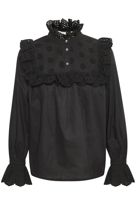 Part Two Women's Nileapw Sh Feminine Silhouette Long Sleeve Blouse, Black, 18 (XXL)