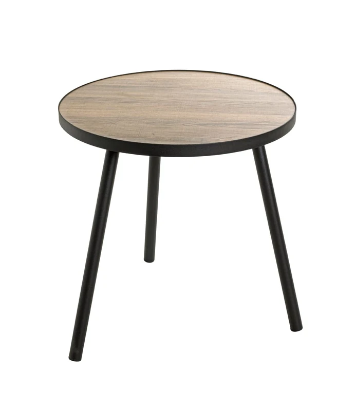 HAKU End Table Oak, Black, Mdf, Metal - Dim.: H 52 cm X Ø 50 cm, Style: Modern