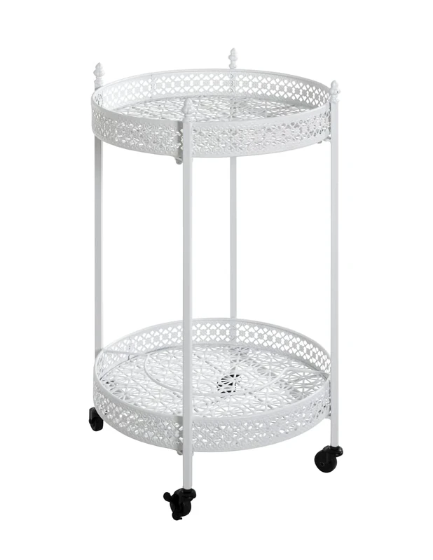 HAKU Möbel Trolley White, Metal - Size: H 74 cm X Ø 45 cm, Style: Coastal Furniture