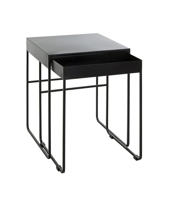 HAKU Möbel Set of 2 End Tables Black, Metal - Size: W 39/42 cm X H 51/54 cm X D 39/42 cm, Style: Modern