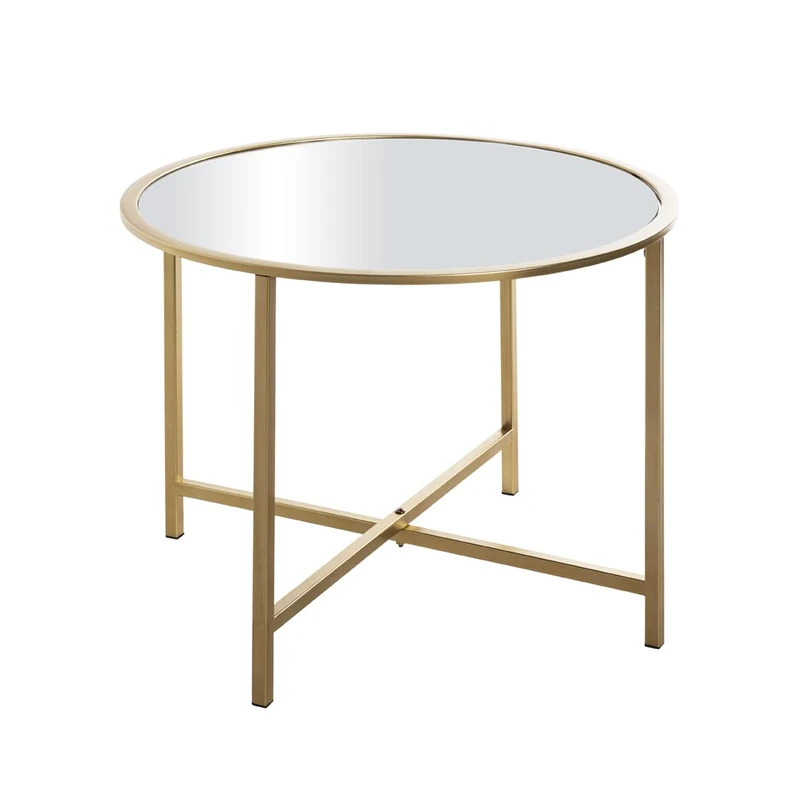 HAKU Möbel End Table Gold, Metal, Mirror - Size: H 45 cm X Ø 60 cm, Style: Art Deco