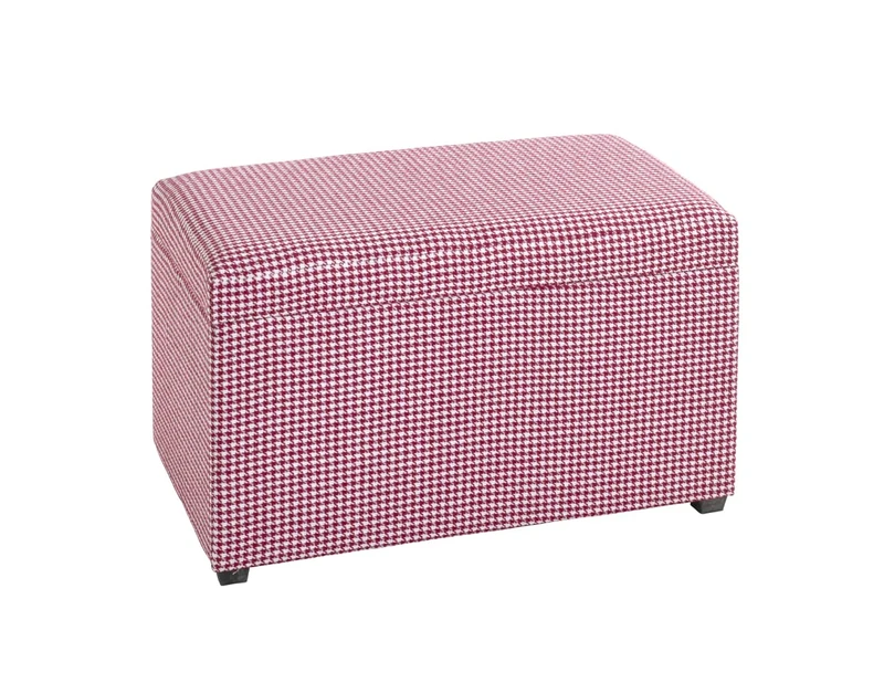 HAKU Möbel Storage Bench Red, White, Mdf, Fabric - Size: W 65 cm X H 42 cm X D 40 cm, Style: Bohemian