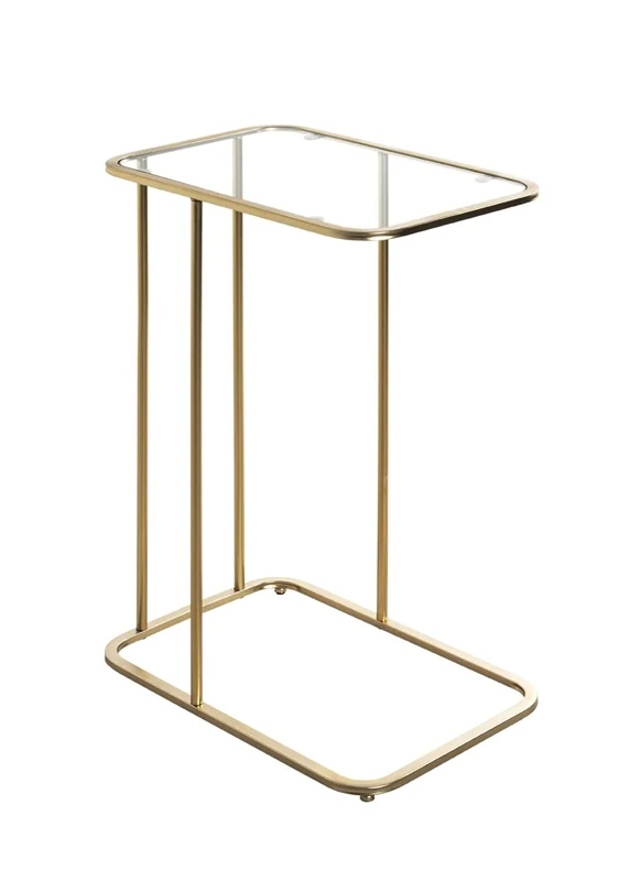 HAKU Möbel End Table Gold, Metal, Tempered Glass - Size: W 45 cm X H 65 cm X D 30 cm, Style: Art Deco