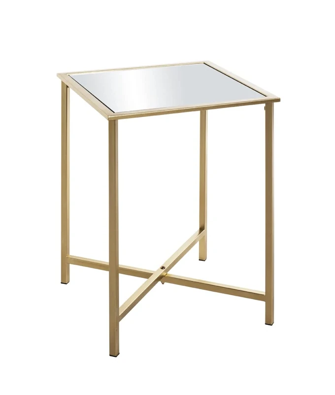 HAKU Möbel End Table Gold, Metal, Mirror - Size: W 39 cm X H 53 cm X D 39 cm, Style: Art Deco