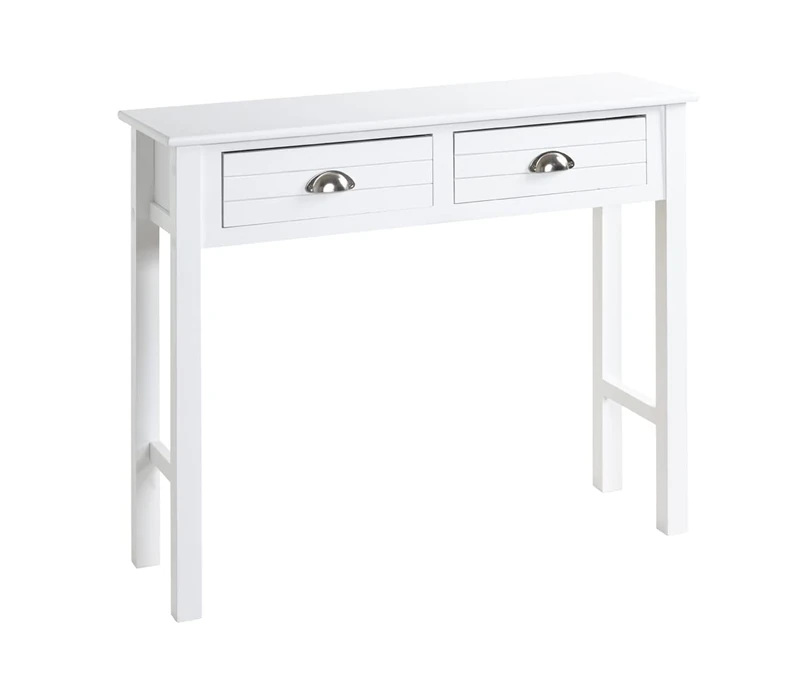 HAKU Möbel Console White, Solid Wood, Mdf - Size: W 100 cm X H 77 cm X D 30 cm, Style: Coastal Furniture