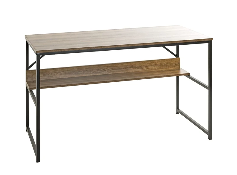 HAKU Möbel Desk Oak, Black, Metal, Particleboard - Size: W 120 cm X H 74 cm X D 60 cm, Style: Modern