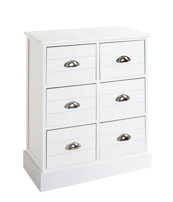 HAKU Möbel Commode White, Solid Wood, Mdf - Size: W 60 cm X H 75 cm X D 30 cm, Style: Coastal Furniture