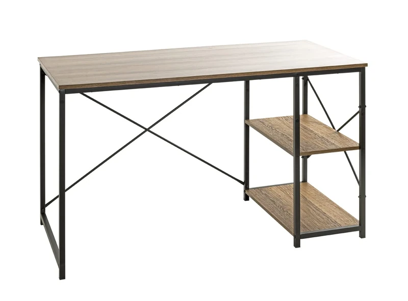 HAKU Möbel Desk Oak, Black, Metal, Particleboard - Size: W 120 cm X H 74 cm X D 60 cm, Style: Modern