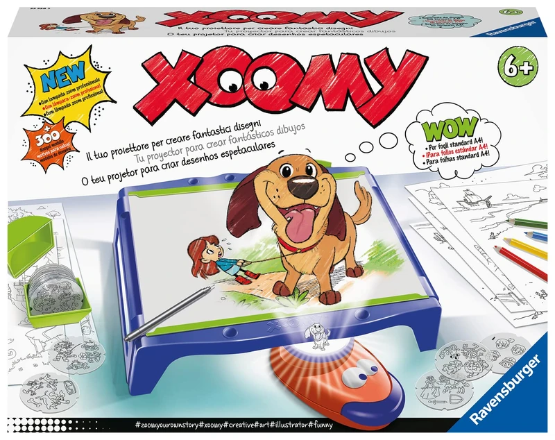 Ravensburger - Xoomi Maxi Drawing Board A4 with Bright Projector, 300 Illustrated Patterns in 72 Films, Creative Game for Children and Girls, 6+ Years Old - Image 1