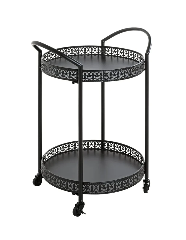 HAKU Möbel Trolley Black, Metal - Size: W 51 cm X H 71 cm X D 42 cm, Style: Art Deco