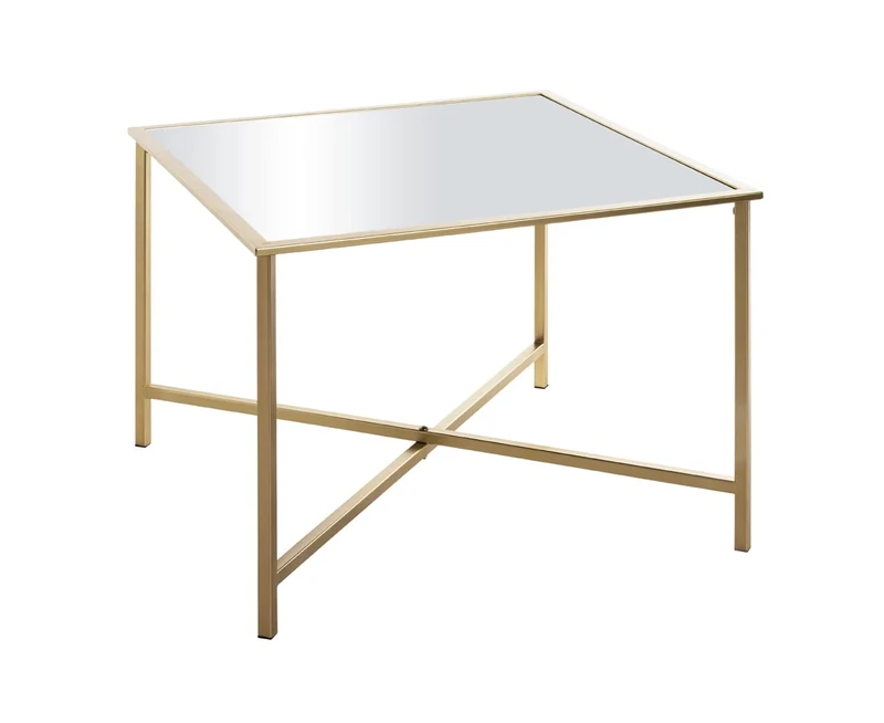 HAKU Möbel End Table Gold, Metal, Mirror - Size: W 60 cm X H 45 cm X D 60 cm, Style: Art Deco