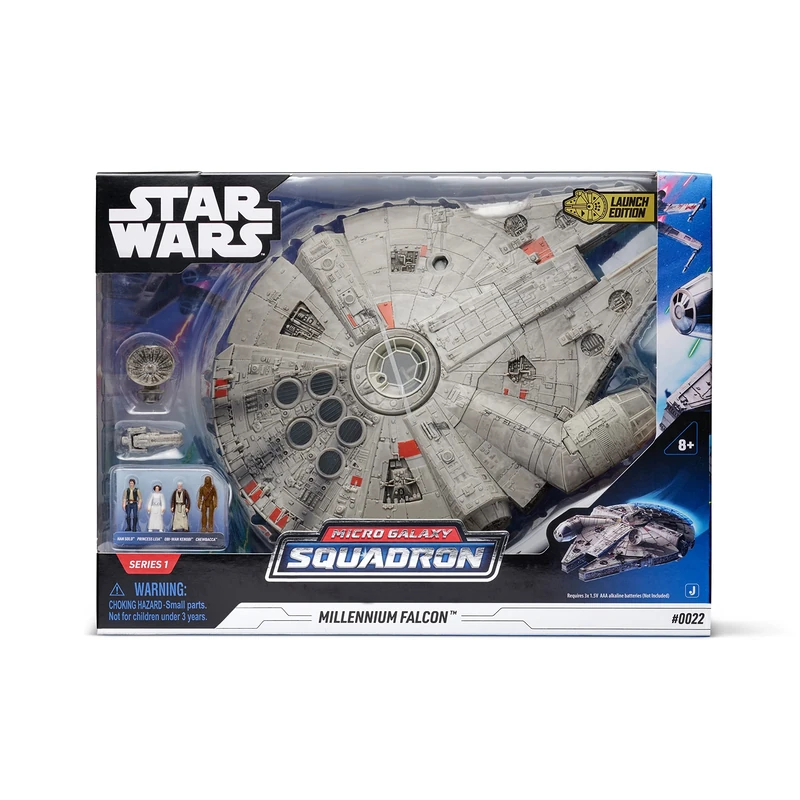 Bizak Star Wars Micro Galaxy Squadron, Halcon Mileanrio Ship with Lux and Sound, Includes 4 Figures (62610022)