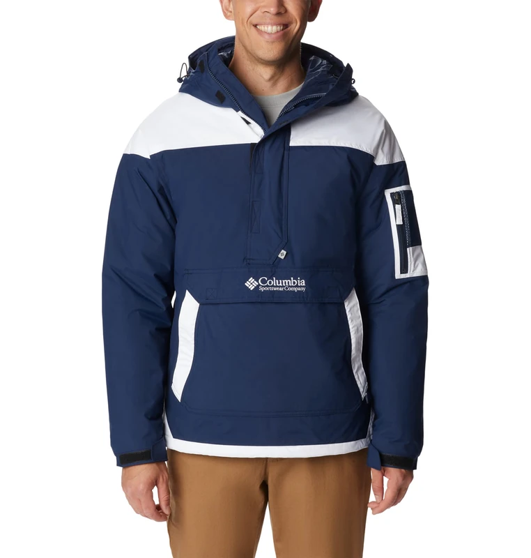 Columbia Men's Challenger Insulated Pullover, Winter pullover jacket, Collegiate Navy/White, Size S