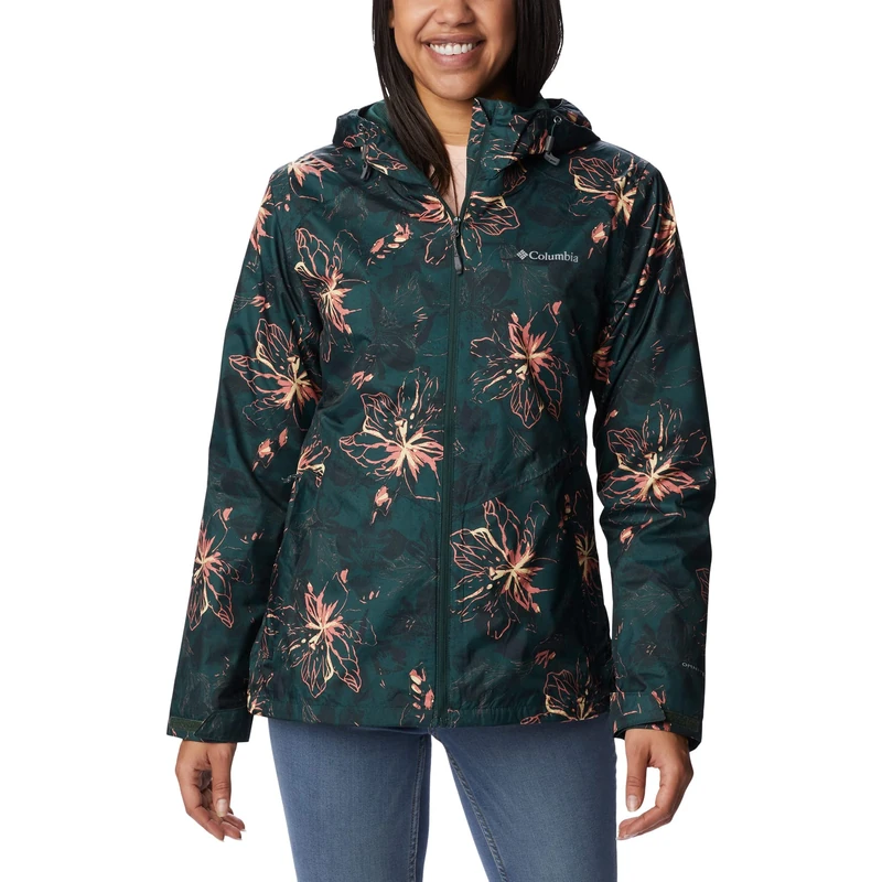 Columbia Women's Inner Limits Jacket, Waterproof Rain Jacket, Spruce Aurelian Print, Size XS
