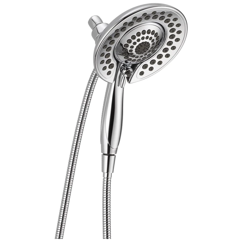 Delta Faucet 5-Spray In2ition 2-in-1 Dual Shower Head with Handheld Spray, Chrome Hand Held Shower Head with Hose, Handheld Shower Heads, 2.5 GPM Shower Head, Lumicoat Chrome 58569-PR25-PK