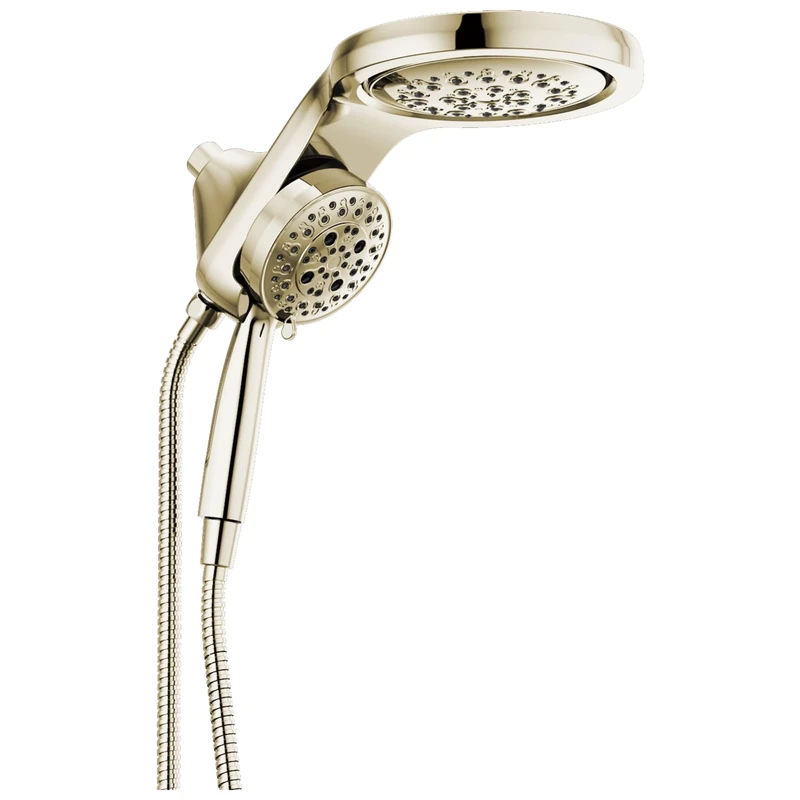 Delta Faucet HydroRain 5-Spray H2Okinetic Dual Shower Head with Handheld Spray, Polished Nickel Shower Head with Hose, Handheld Shower Heads, 2.5 GPM Flow Rate, Lumicoat Polished Nickel 58680-PN-PR25