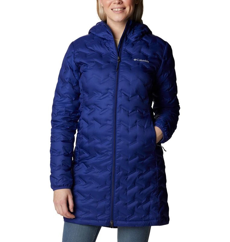 Columbia Women's Delta Ridge Long Down Jacket, Puffer Down Jacket, Dark Sapphire, Size S