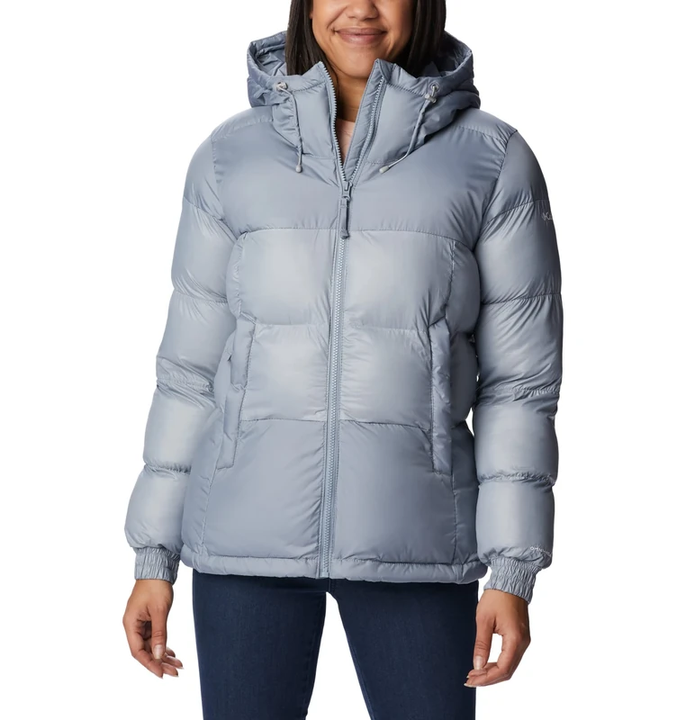 Columbia Women's Pike Lake 2 Hooded Insulated Jacket, Hooded Puffer Jacket, Tradewinds Grey, Size M