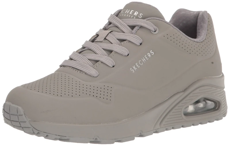 Skechers Women's Uno Stand on Air Sneaker, Gray Durabuck Mesh, 5.5 UK