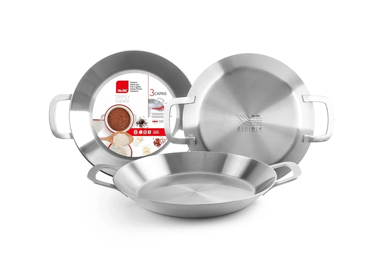 IBILI Triply Energy Triple-Layer Paella Pan, 42 cm, Stainless Steel, 10 Servings, Suitable for Induction Hobs