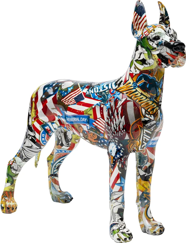 Kare Design Decorative Figure Comic Dog Maddox, Multicoloured, Dog, Polyresin Water Transfer Print, Unique, Partially Handmade, 40 x 39 x 15 cm (H x W x D)