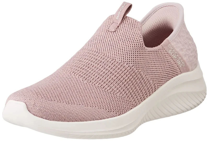 Skechers Women's Ultra Flex 3.0 Smooth Step Sneaker, Mauve Knit Jersey Trim, 2 UK