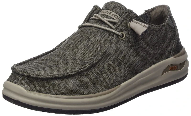 Skechers Men's 204797 DKTP Casual Shoes, Dark Taupe Canvas, 6 UK