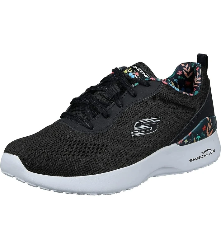 Skechers Women's Skech-Air Dynamight Laid Out Sneaker, Black Mesh/Multi Trim, 3 UK