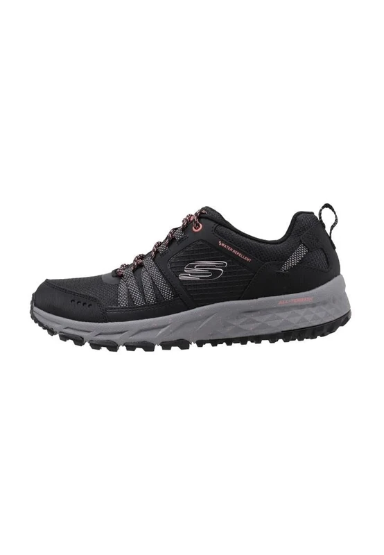 Skechers Women's Escape Plan Endless Pursuit Trekking Low Cut Shoes, Black Leather/Mesh/Hot Pink Trim, 4 UK