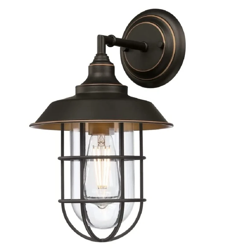 Westinghouse Lighting 6121640 Iron Hill Vintage-Style One Light Outdoor Wall Light, Black-Bronze Finish with Highlights, Clear Glass