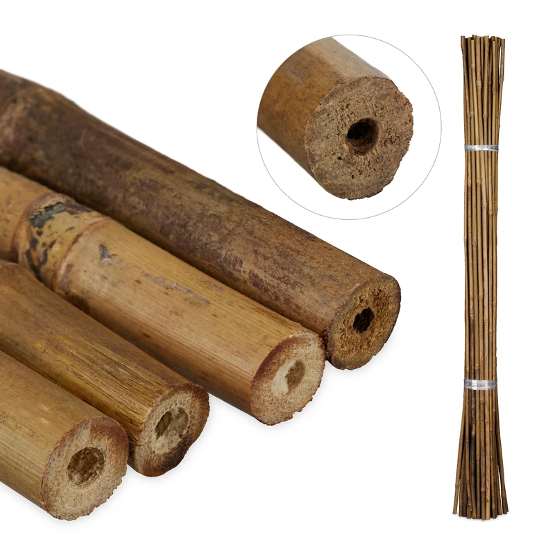 Relaxdays Bamboo Canes for Plants, Set of 40, 105 cm, Climbing Aid for Flowers, Home and Garden, Wooden Sticks, Natural