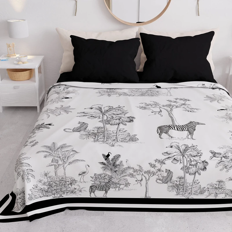 PETTI Artigiani Italiani - Spring Summer Double Bedspread, Light Double Blanket, Bed Sheet, Animalier 02 100% Made in Italy