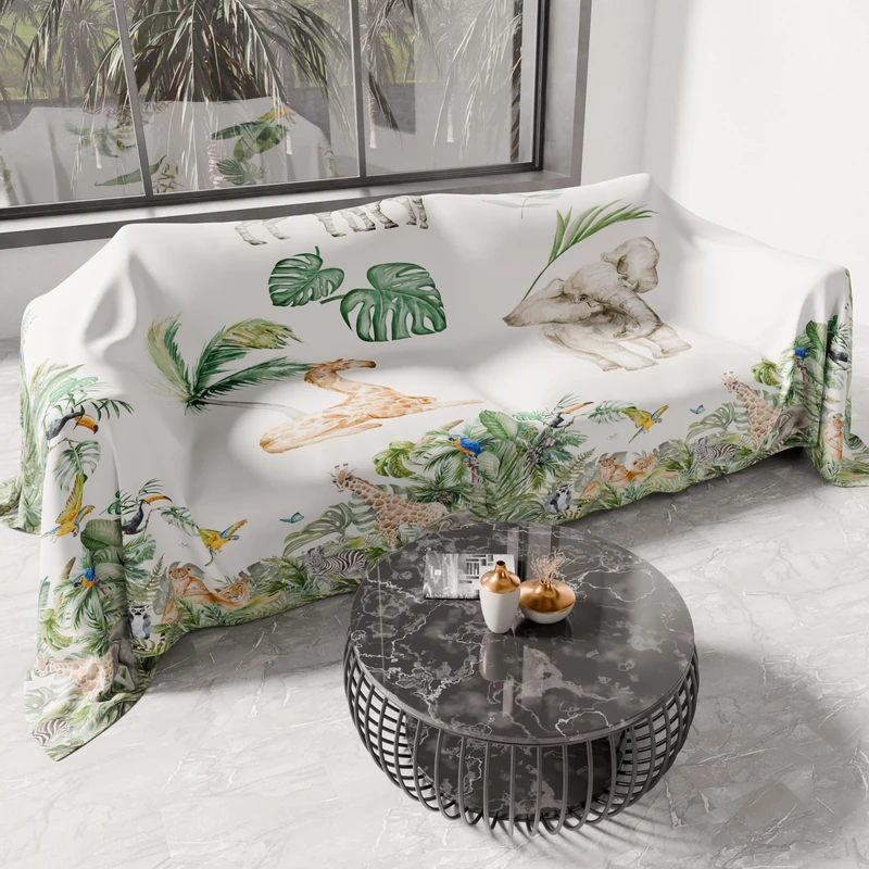 PETTI Artigiani Italiani - Microfibre Sofa Cover 260 x 270 cm, Animal Pattern 03 | Multipurpose for Sofas, Bedspreads and Table Covers | Washable Protective Cover