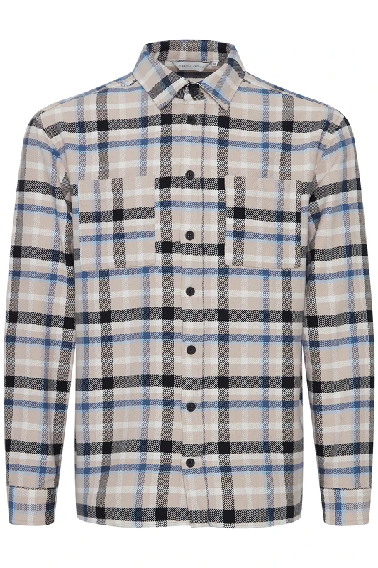 CASUAL FRIDAY Men's Cfaugust Checked Overshirt Shirt, 183921_Bijou Blue, 3XL
